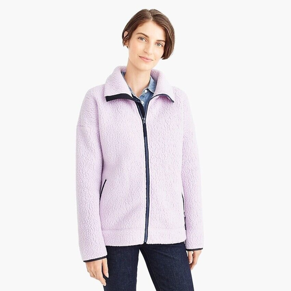 J.CREW Women’s Polartec Sherpa Fleece Zip Jacket - Lavender